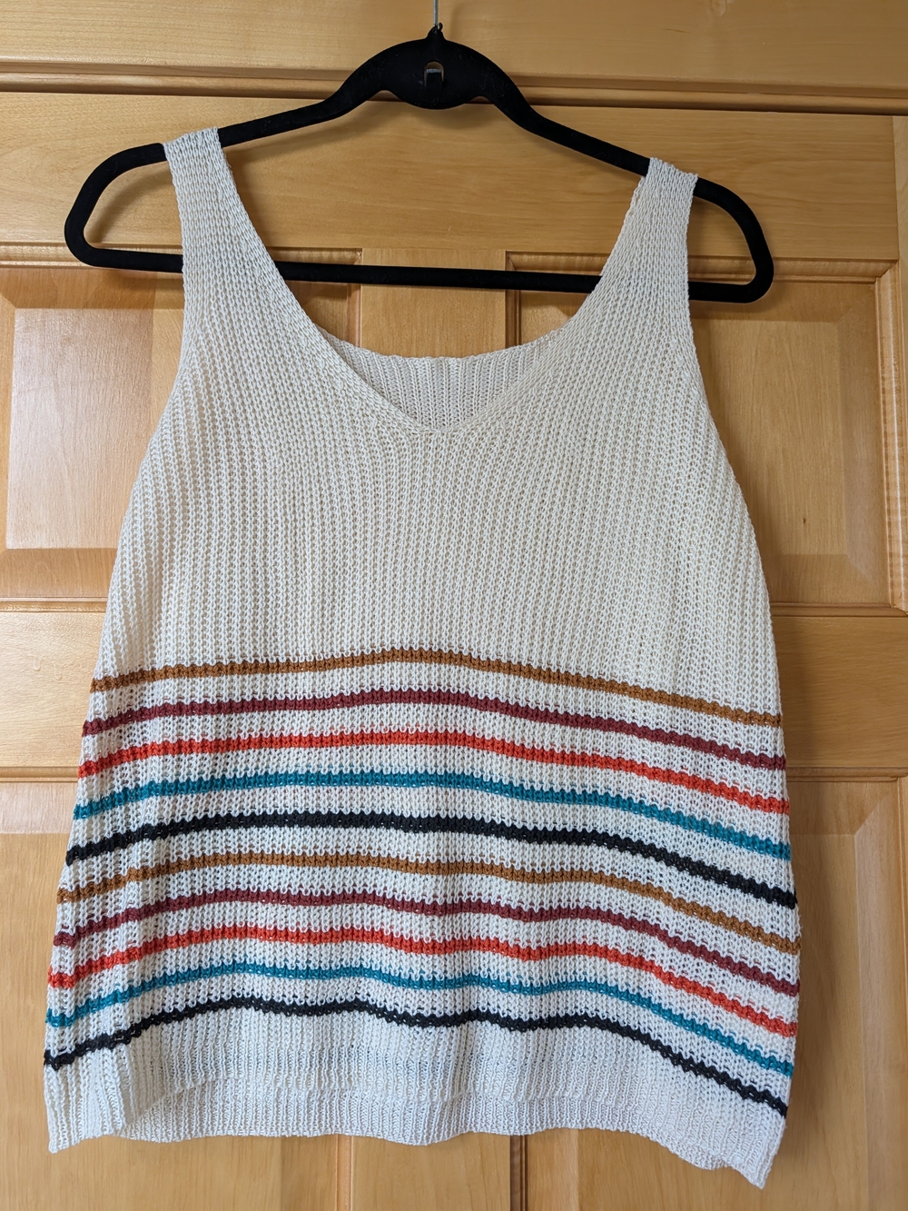 Cream Fall Color Striped Knit Tank Top